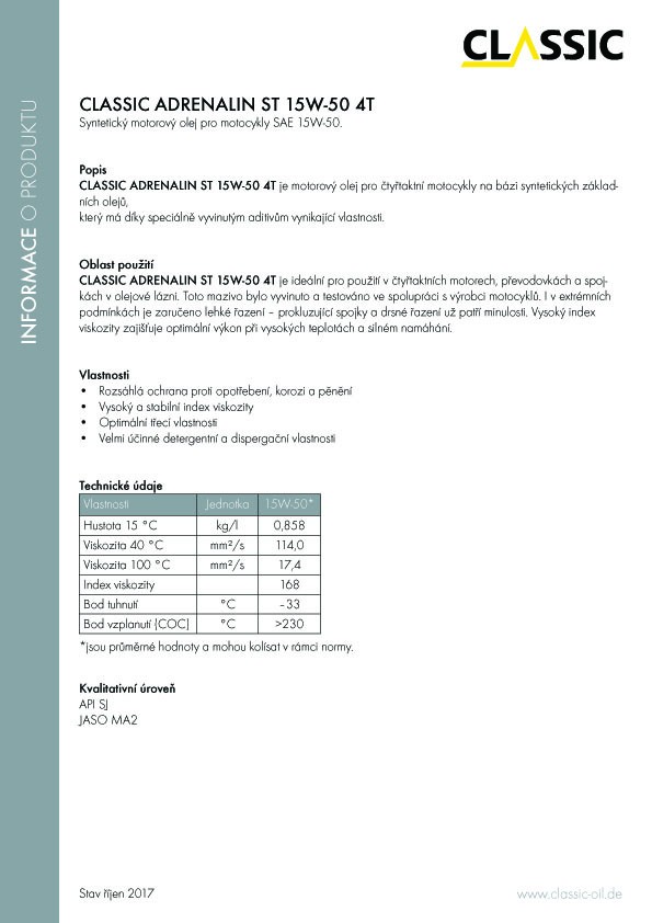 Produktové informace _ADRENALIN_ CZ08 15W-50